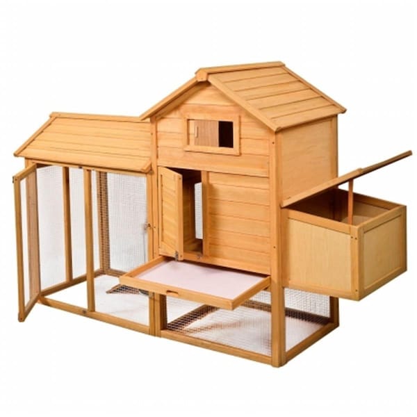 Petpurifiers 80 x 27.6 x 52.4 in. Chicken Coop Deluxe Wooden Hen House Poultry Cage Hutch - PE2629079
