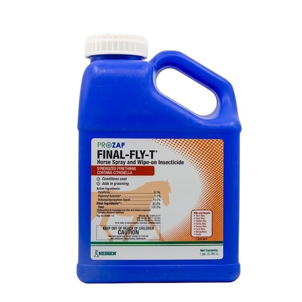 Prozap Final-Fly-T Equine Insecticide, Liquid, Clear/Light Yellow, Strong, 1 gal - 1597010