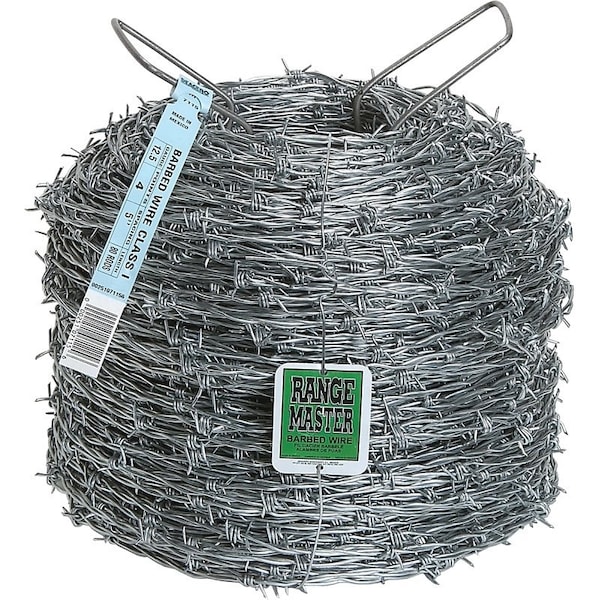 Rangemaster Class 1 Barbed Wire, 1320 ft L, 1212 Gauge, 5 in Points Spacing, Zinc - 7115