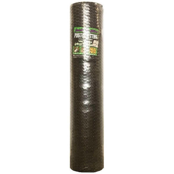Jackson Wire 12 01 46 29 Poultry Hex Netting, 150 ft L, 48 in W, 20 Gauge, Hexagonal Mesh, 1 in Mesh, Galvanized - 12014629