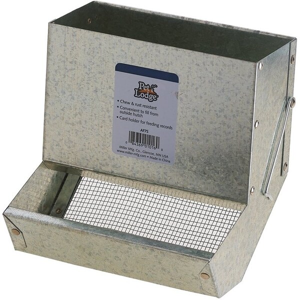 Pet Lodge Small Animal Feeder with Sifter Bottom, Steel, Galvanized, Wire Hook Mounting - AF7S