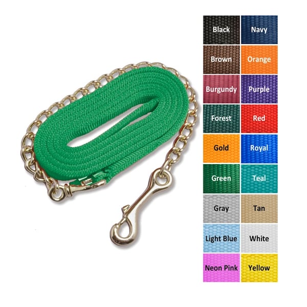 Jacks Lead Shank with 30" Brass Plated Chain NEON PINK - 873-NP