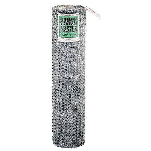 Rangemaster 5928 Poultry Net, 150 ft L, 48 in W, 20 Gauge, Hexagonal Mesh, 1 in Mesh, Steel - 6425