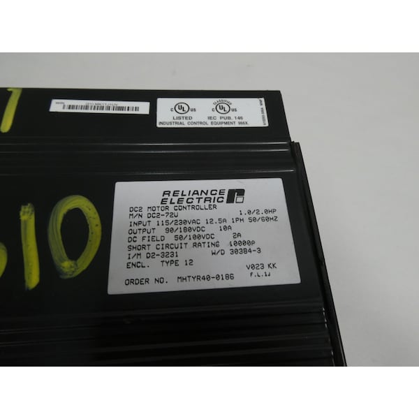 Reliance ELECTRIC 115/230V-AC 10A AMP 90/180V-DC 2HP DC DRIVES AND SPEED CONTROLLER - DC2-72U