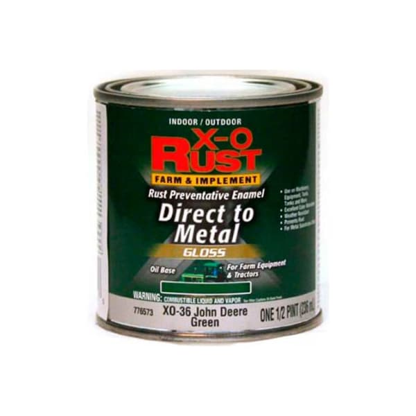 General Paint X-O Rust Brush-On Enamel, Gloss Finish, Grass Green, Matches John Deere Green, 1/2-Pint - 776573 - 776573