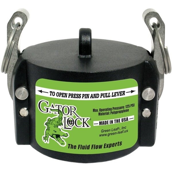 Green Leaf GatorLock CAP Hose Coupling, 3 in Female, 125 psi, Polypropylene, For Male Adapters - GLP300CAP