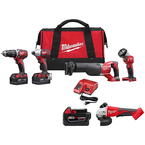 Milwaukee Tool Combo Kit, Battery and Grinder, 18 V - 2696-24, 48-11-1850, 2686-20