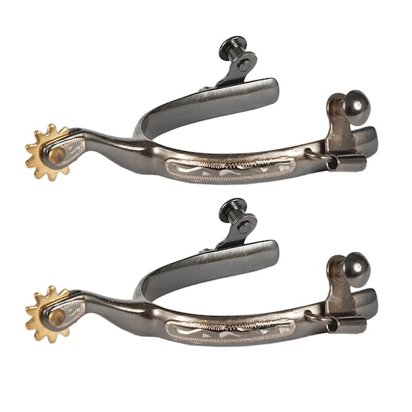 Jacks Imports Midnight Blue Steel Silver Roping Spurs YOUTH - 11120-Y