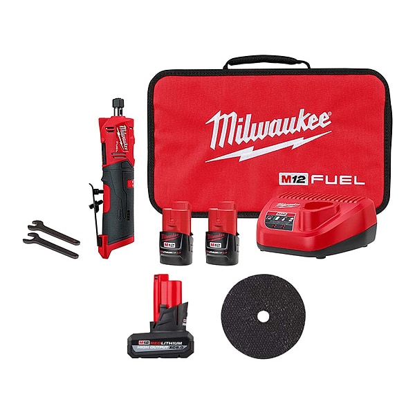 Milwaukee Tool Grinder Kit, Battery and Wheel - 2486-22, 48-11-2450, 49-94-2000