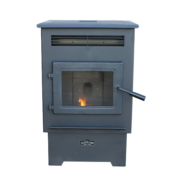 Cleveland Iron Works Pellet Stove, 1200 sq. ft, Medium, 60 lbs H - PS60W-CIW