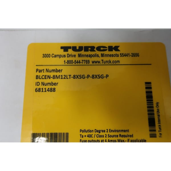 Turck MULTIPROTOCOL FIELDBUS STATION I/O MODULE - BLCEN-8M12LT-8XSG-P-8XSG-P