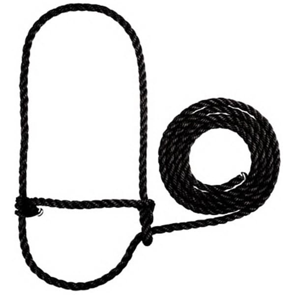Daretocare 35-7900-BK 7 ft. Cow Size Poly Rope Halter; Black - DA1233012