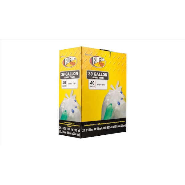 Ruffies Pro Ruffies Pro 39 gal Trash Bags Wing Ties 40 pk 0.9 mil - 1124921