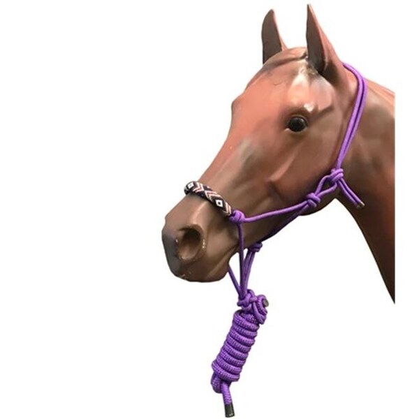 Jacks Jacks 4320-PU 8 ft. Beaded Rope Halter & Lead; Purple - 4320-PU