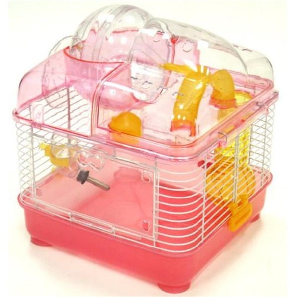 Bpf 10 in. Clear Plastic Hamster-Mice Cage in Pink - BP879420