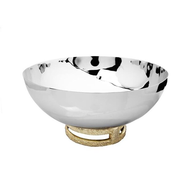 Classic Touch Decor Classic Touch TPB1094 11.5 in. Stainless Steel Bowl with Gold Loop Base - TPB1094