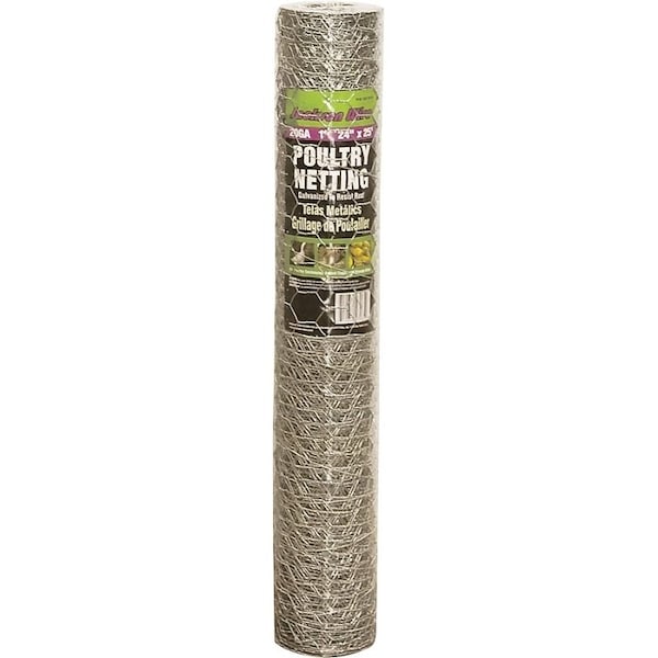 Jackson Wire Jackson Wire 12 01 18 16 Poultry Hex Netting, 1 in Mesh, 25 ft L, 24 in W, 20 ga - 12011816