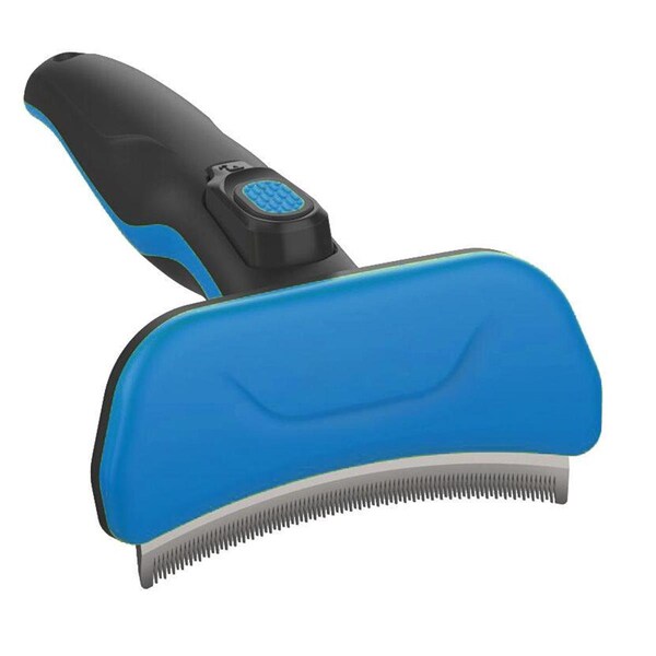 Petpurifiers Fur-Guard Easy Self-Cleaning Grooming Deshedder Pet Comb, Blue - One Size - PE3164161