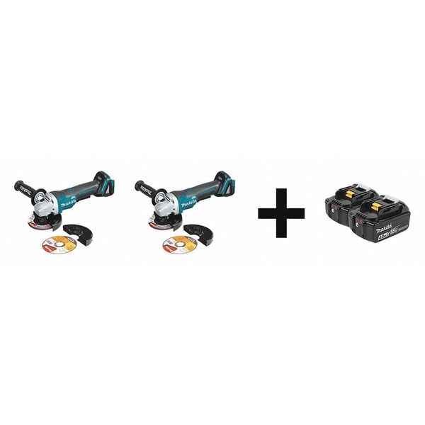 Makita Angle Grinder Combo Kit, 18V DC, 5 in Wheel Dia. - XAG11Z - XAG11Z + BL1840B-2