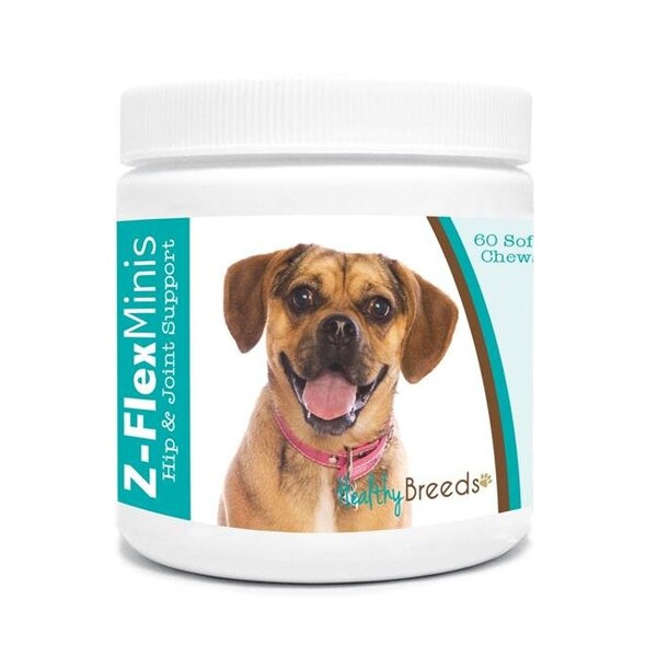 Healthy Breeds Healthy Breeds 840235137238 Puggle Z-Flex Minis Hip & Joint Support Soft Chews - 60 Count - 840235137238