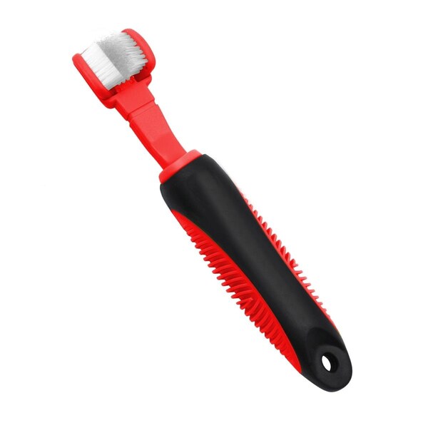 Petpurifiers Denta-Clean Dual-Sided Action Bristle Pet Tooth Brush, Red - One Size - PE2640380