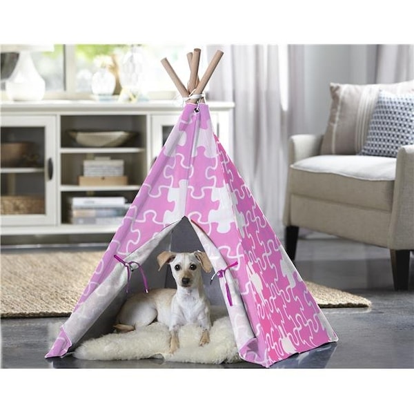 Merry Products Merry Products PTP0050203100 Pink Puzzle Pet Teepee Tent; Medium - PTP0050203100