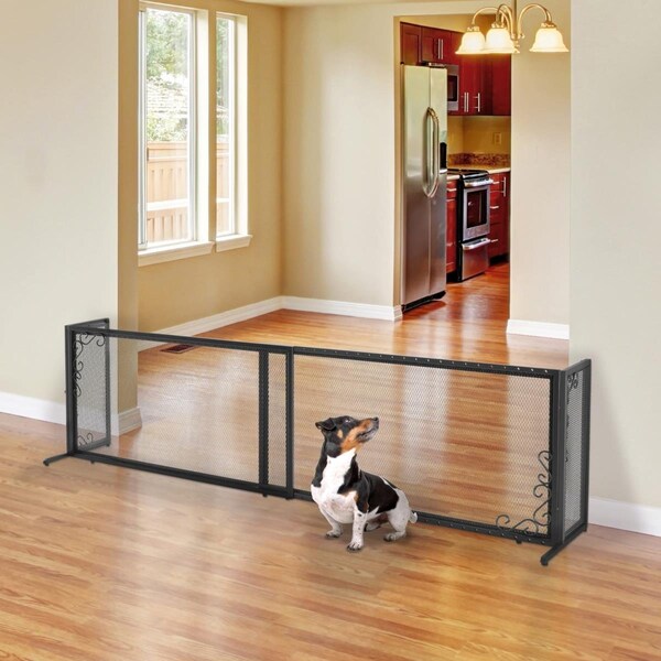 Richell 40-71 x 18 x 20 in. Freestanding Metal Mesh Pet Gate - Antique Bronze - Large - 94947