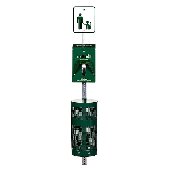 Mutt Mitt Dog Waste Complete Station 2-Ply, Green - 1004