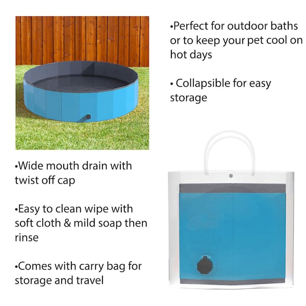 Pet Adobe Pet Adobe Foldable Pool for Dogs and Kids, Blue - 361746SQQ