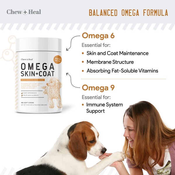 Chew + Heal Omega Skin & Coat - 180 Chews - CH-OMEGA-SKIN-COAT-180PK