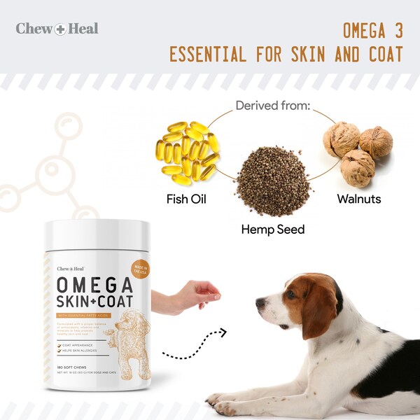 Chew + Heal Omega Skin & Coat - 180 Chews - CH-OMEGA-SKIN-COAT-180PK