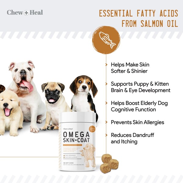 Chew + Heal Omega Skin & Coat - 180 Chews - CH-OMEGA-SKIN-COAT-180PK