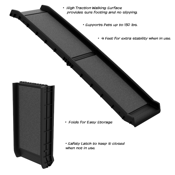 Pet Adobe Bi-Fold Pet Ramp, Lightweight with Safe Non-Slip Traction Surface and Raised Sides for Cars, SUVs - 709422XRP