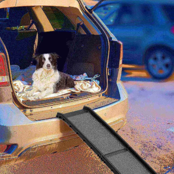 Pet Adobe Bi-Fold Pet Ramp, Lightweight with Safe Non-Slip Traction Surface and Raised Sides for Cars, SUVs - 709422XRP
