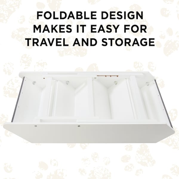 Arf Pets Wood Dog Stairs, 4 Levels Height Adjustment Wide Pet Steps, Foldable, White - APSTPSWH