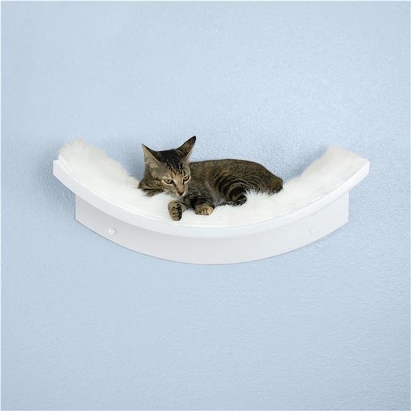 The Refined Feline The Refined Feline LOT-LEAF-WH 22 x 10.5 in. Lotus Leaf Cat Shelf; White - LOT-LEAF-WH