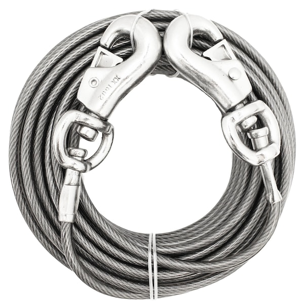Pdq PDQ Silver Tie-Out Vinyl Coated Cable Dog Tie Out X-Large - Q683000099