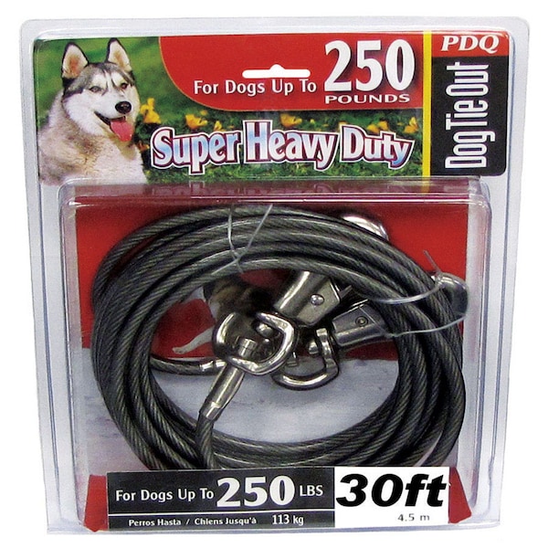 Pdq PDQ Silver Tie-Out Vinyl Coated Cable Dog Tie Out X-Large - Q683000099