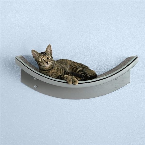 The Refined Feline The Refined Feline LOT-LEAF-SK 22 x 10.5 in. Lotus Leaf Cat Shelf; Smoke - LOT-LEAF-SK