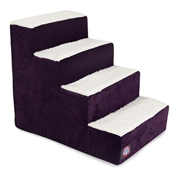 River Soap Co MajesticPet  4 Step Villa Sherpa Pet Stairs, Aubergine - MA331219