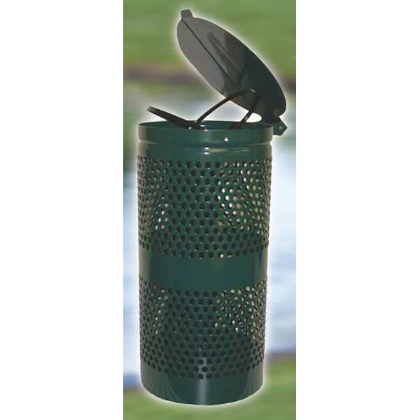 Dogipot 10 gal Round Pet Waste Station, Green, Green Lift Up, Steel - 1206-L