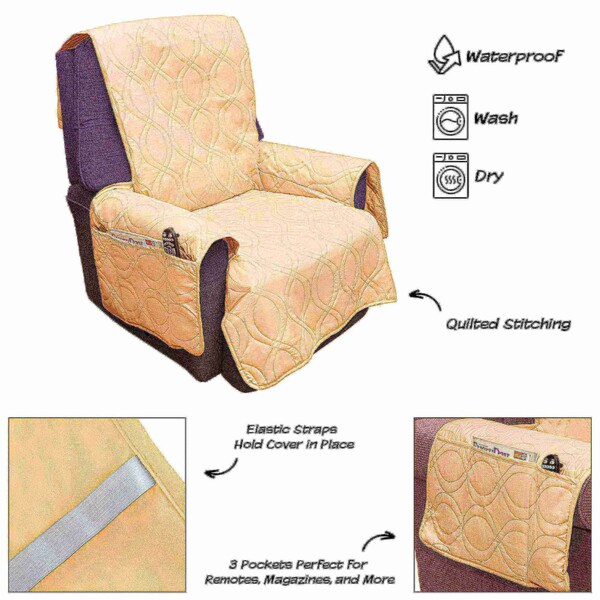 Pet Adobe Furniture cover, 100-percent Waterproof Protector for Chair, Non-Slip, Stain Resistant, Pets/Kids, Tan - 166884JLG