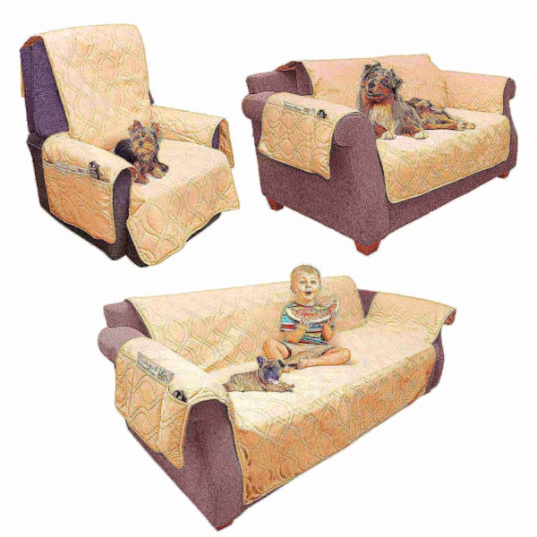 Pet Adobe Furniture cover, 100-percent Waterproof Protector for Chair, Non-Slip, Stain Resistant, Pets/Kids, Tan - 166884JLG