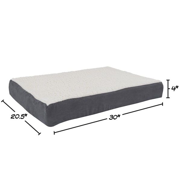 Pet Adobe Pet Adobe Memory Orthopedic Foam Dog Bed- Sherpa Top and Removable Cover- 30x20.5x4, Gray - 390553APC