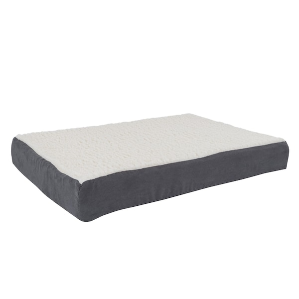 Pet Adobe Pet Adobe Memory Orthopedic Foam Dog Bed- Sherpa Top and Removable Cover- 30x20.5x4, Gray - 390553APC