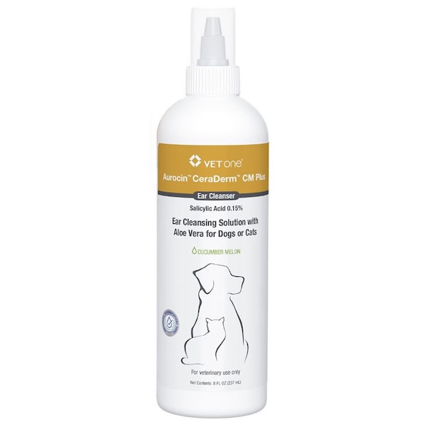 Aurocin CeraDerm, Ear Cleanser for Dogs or Cats, 8oz - 600174