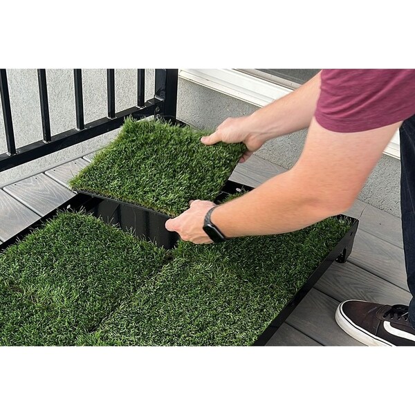 K9 Kennel Store 2ft X 4ft Quick N Clean Potty Station W/Steel Potty Attendant and Pee Guard - 2X4PS-PA-PG