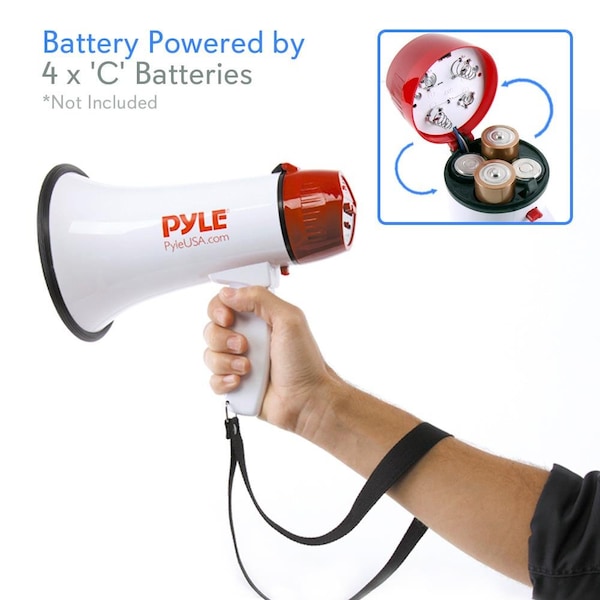 Pyle Mini Compact Megaphone Bullhorn With Siren Alarm And Led Lights - PMP37LED