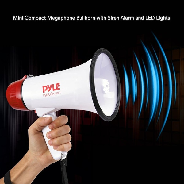 Pyle Mini Compact Megaphone Bullhorn With Siren Alarm And Led Lights - PMP37LED