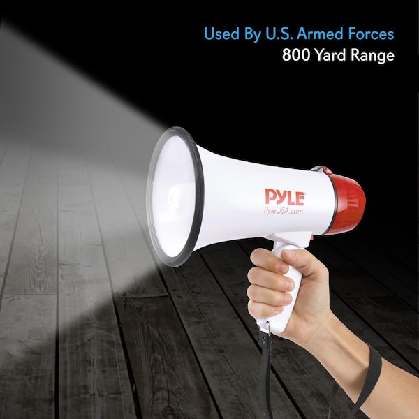 Pyle Mini Compact Megaphone Bullhorn With Siren Alarm And Led Lights - PMP37LED